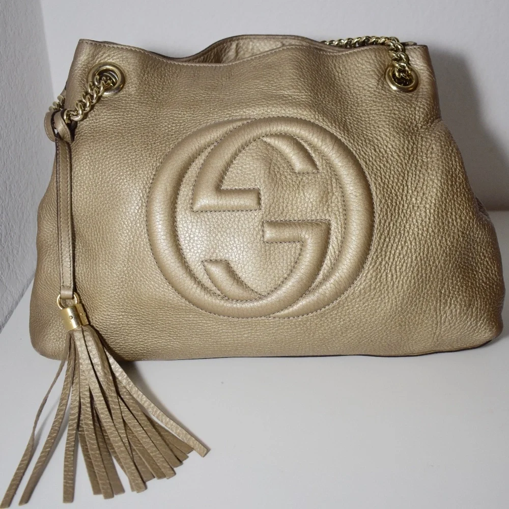| GUCCI | Metallic | Pebbled- Calfskin| Medium Bag - Picture 1 of 16